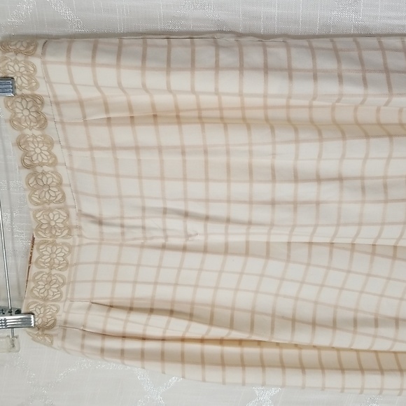 Anthropologie Elevenses Pants Womens Size 10 Wide Leg Cream Plaid Linen - Picture 3 of 14